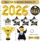 Graduation Party Balloons – 13-Piece Class of 2026 Black & Gold Foil Balloon Set with Giant 2026 Numbers, Trophy, Star & Congrats Grad Mylar Balloons for Graduation Decorations